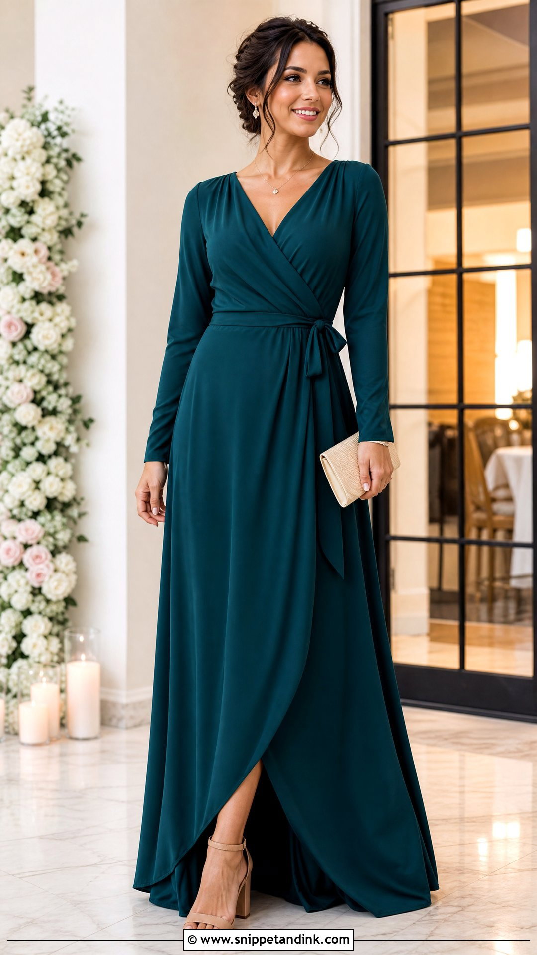 Modest Wrap Maxi Dress - Snippet and Ink - 25 Modest Wedding Ideas