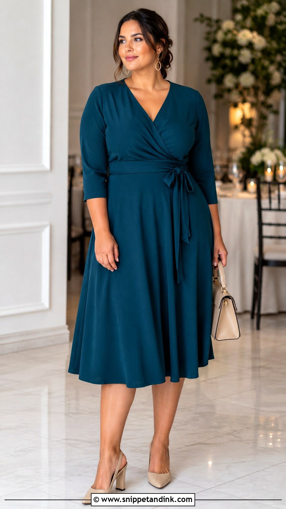 Modest Wrap Midi Dress for Wedding - Snippet and Ink - 20 Modest Dresses for Wedding