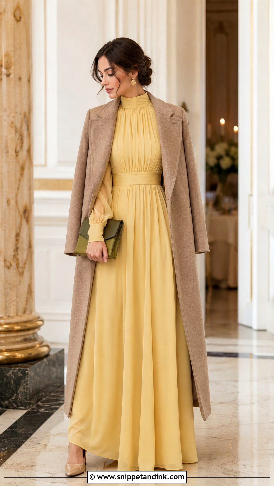 Modest Yellow High Neck Maxi Dress - Snippet and Ink - 20 Yellow Dress for Wedding Ideas