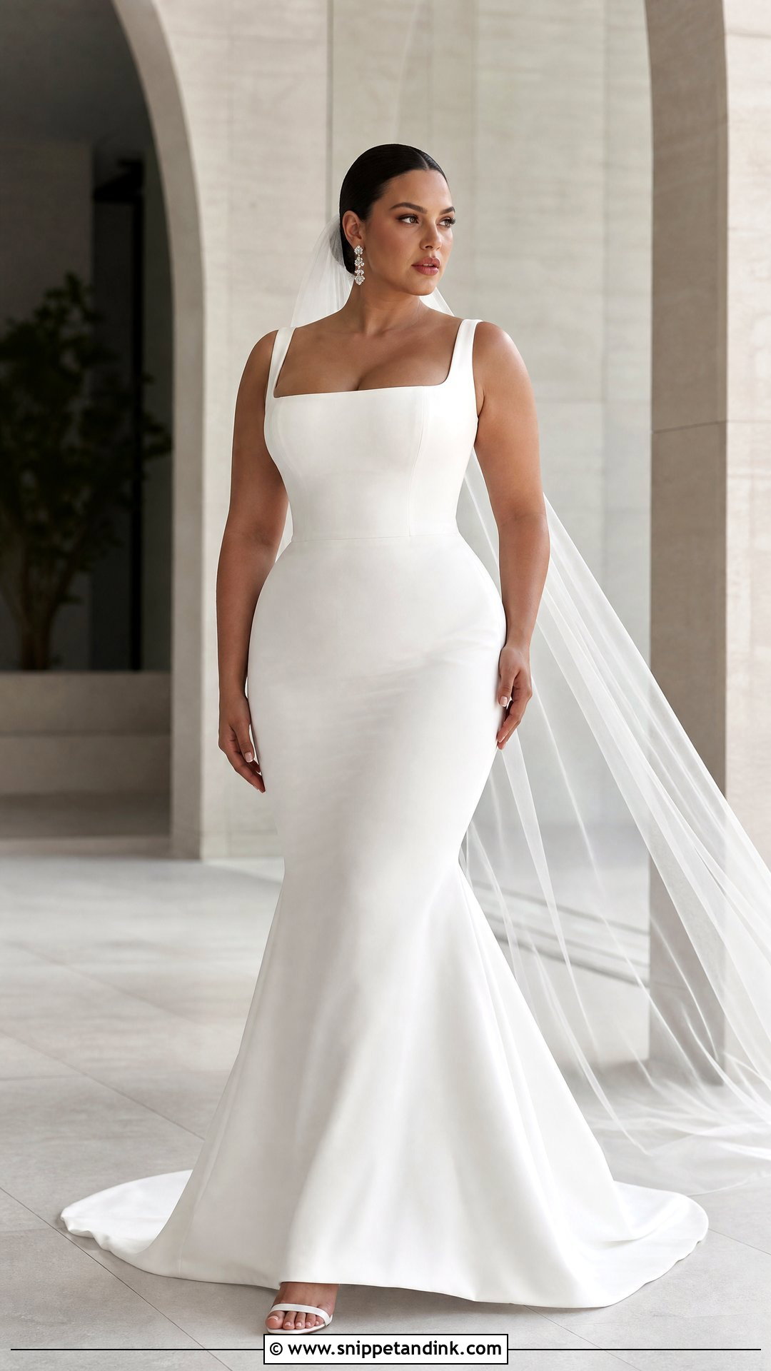 Modified Mermaid Crepe Wedding Dress - Snippet and Ink - 20 Wedding Dress for Pear Shape Ideas