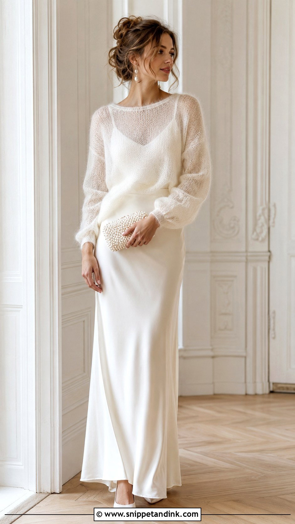 Mohair Bride Sweater With Silk Skirt - Snippet and Ink - 20 Bride Sweater Ideas