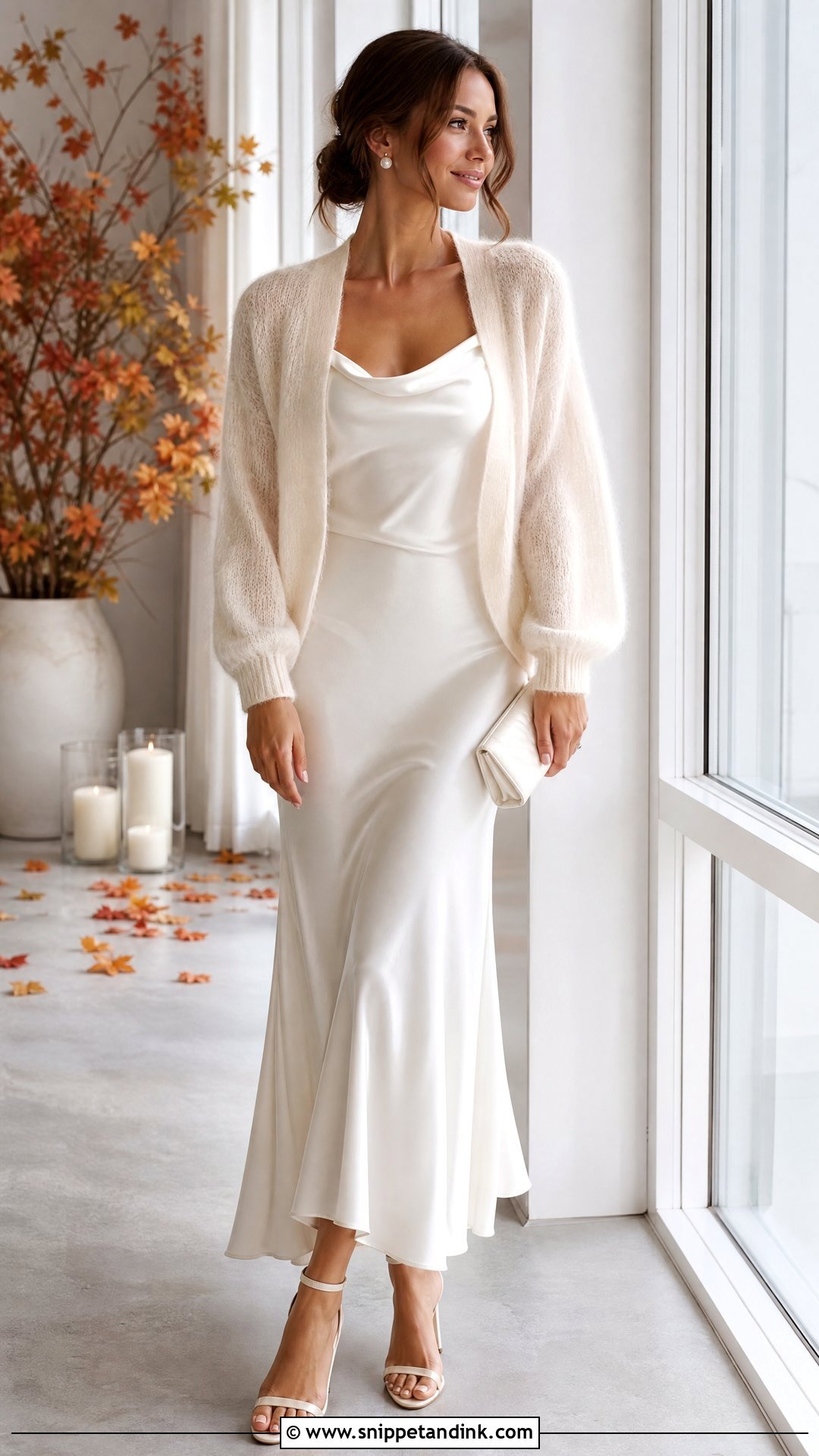 Mohair Cardigan With Slip Wedding Dress - Snippet and Ink - 20 Wedding Cardigan Ideas