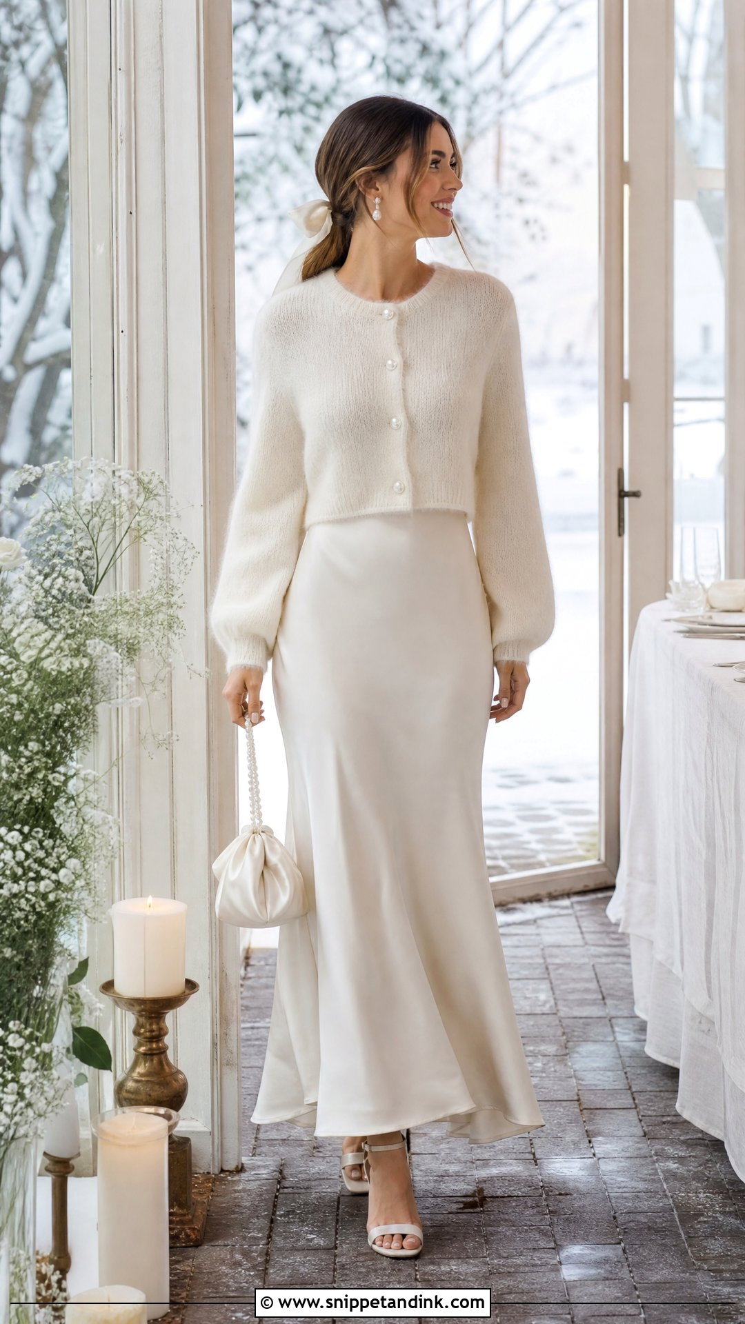 Mohair Cardigan With Slip Winter Wedding Dress - Snippet and Ink - 25 Winter Wedding Dress Coverups Ideas