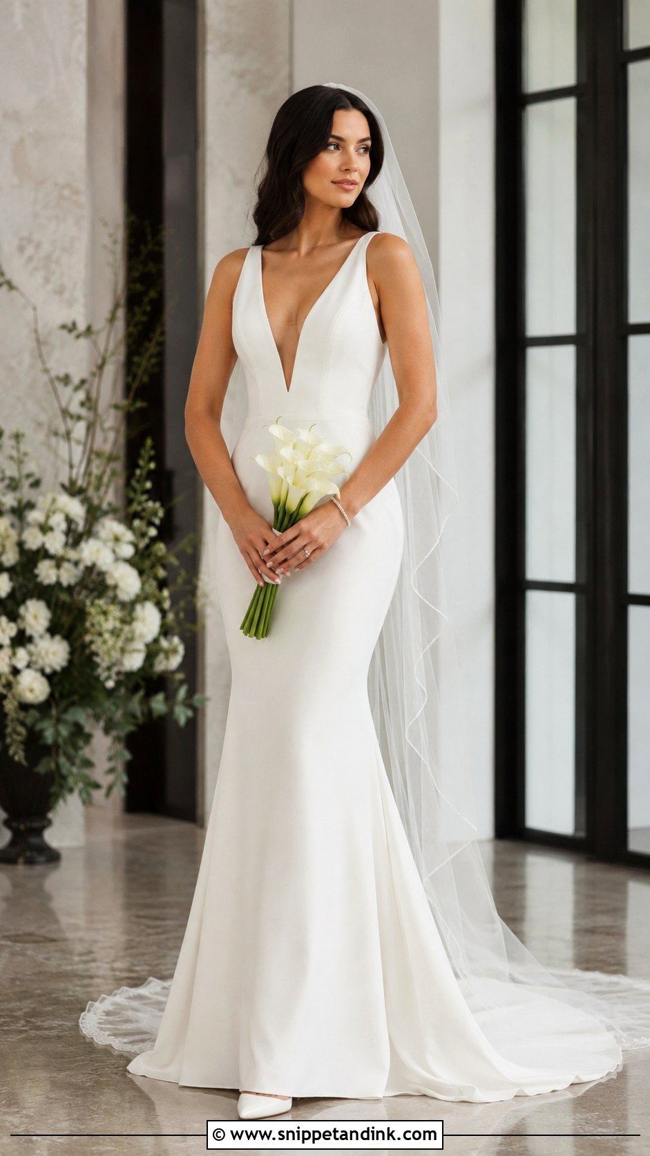 Monica Deep V Neck Wedding Dress - Snippet and Ink - 20 Monica Wedding Dress Ideas