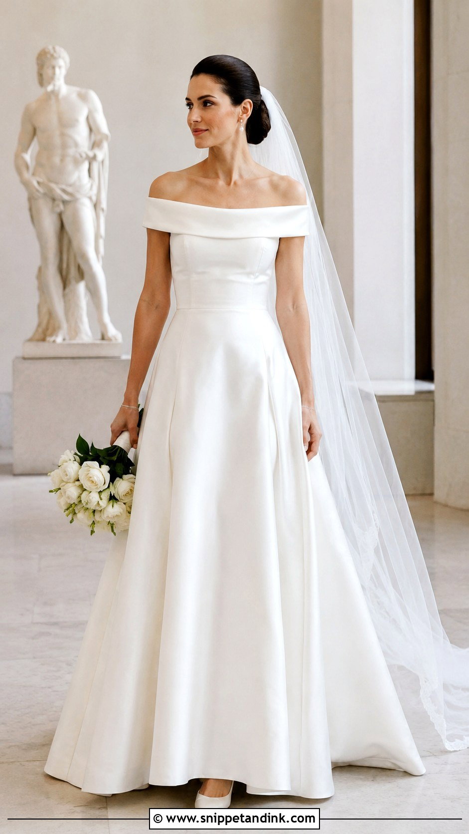 Monica Geller Off the Shoulder Wedding Dress - Snippet and Ink - 20 Monica Geller Wedding Dress Ideas