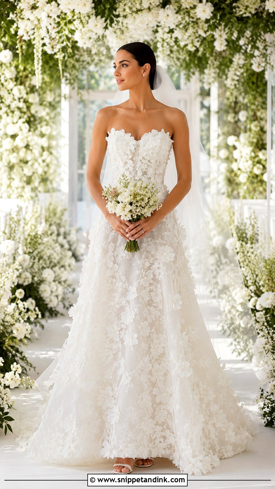 Monique Lhuillier 3D Floral Bridal Gown - Snippet and Ink - 20 Monique Lhuillier Gowns