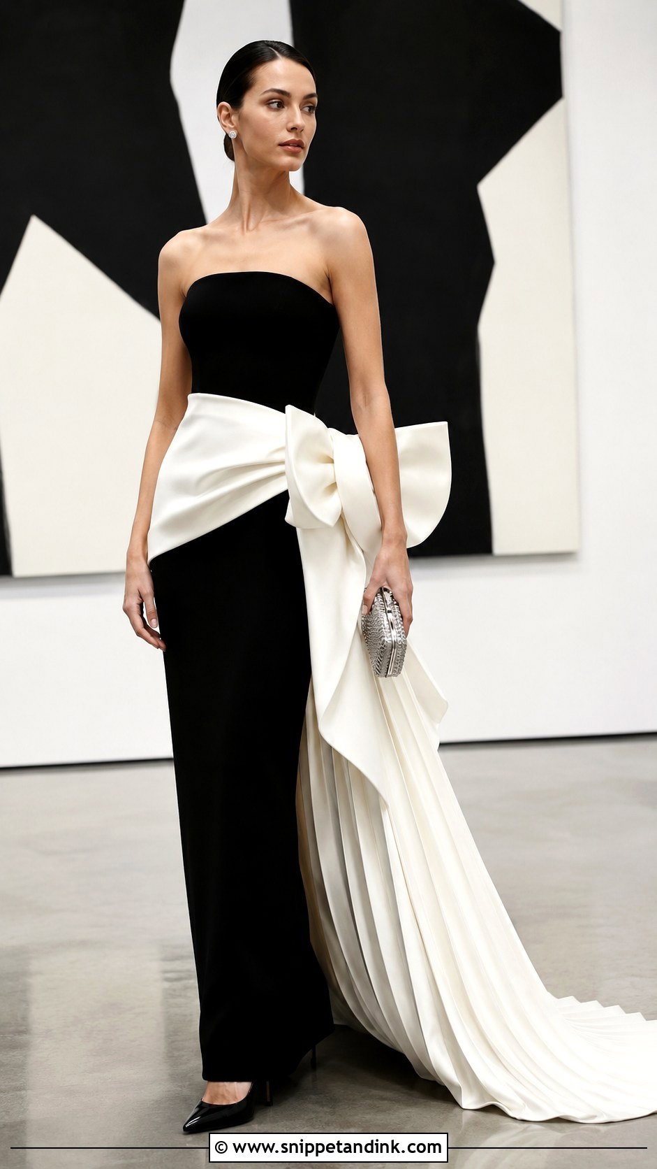 Monique Lhuillier Black And White Bow Gown - Snippet and Ink - 20 Monique Lhuillier Gowns