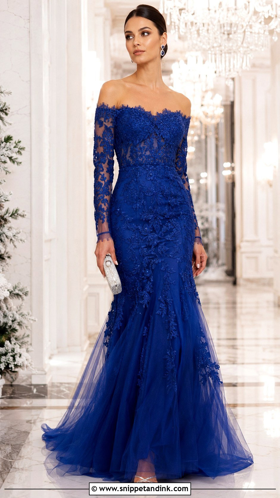 Monique Lhuillier Blue Embroidered Tulle Gown - Snippet and Ink - 20 Monique Lhuillier Gowns