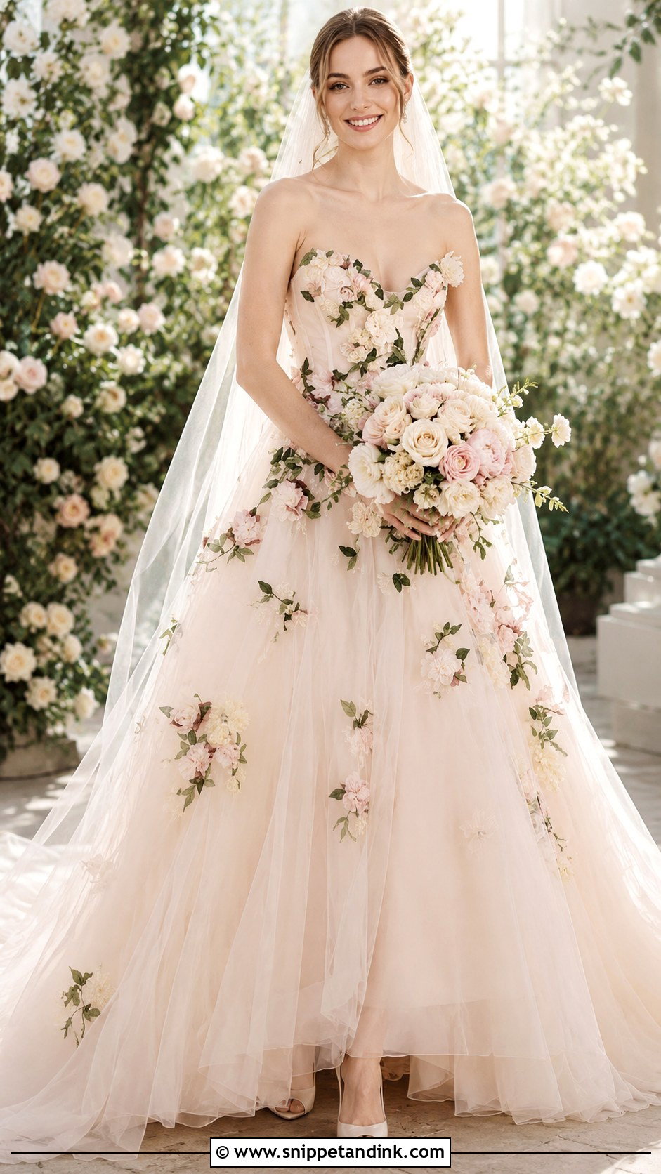 Monique Lhuillier Blush Wedding Dress - Snippet and Ink - 25 Monique Lhuillier Wedding Dress Ideas