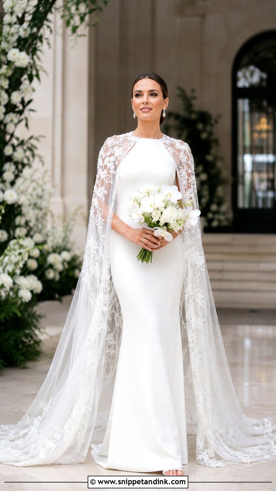 Monique Lhuillier Cape Wedding Dress - Snippet and Ink - 25 Monique Lhuillier Wedding Dress Ideas