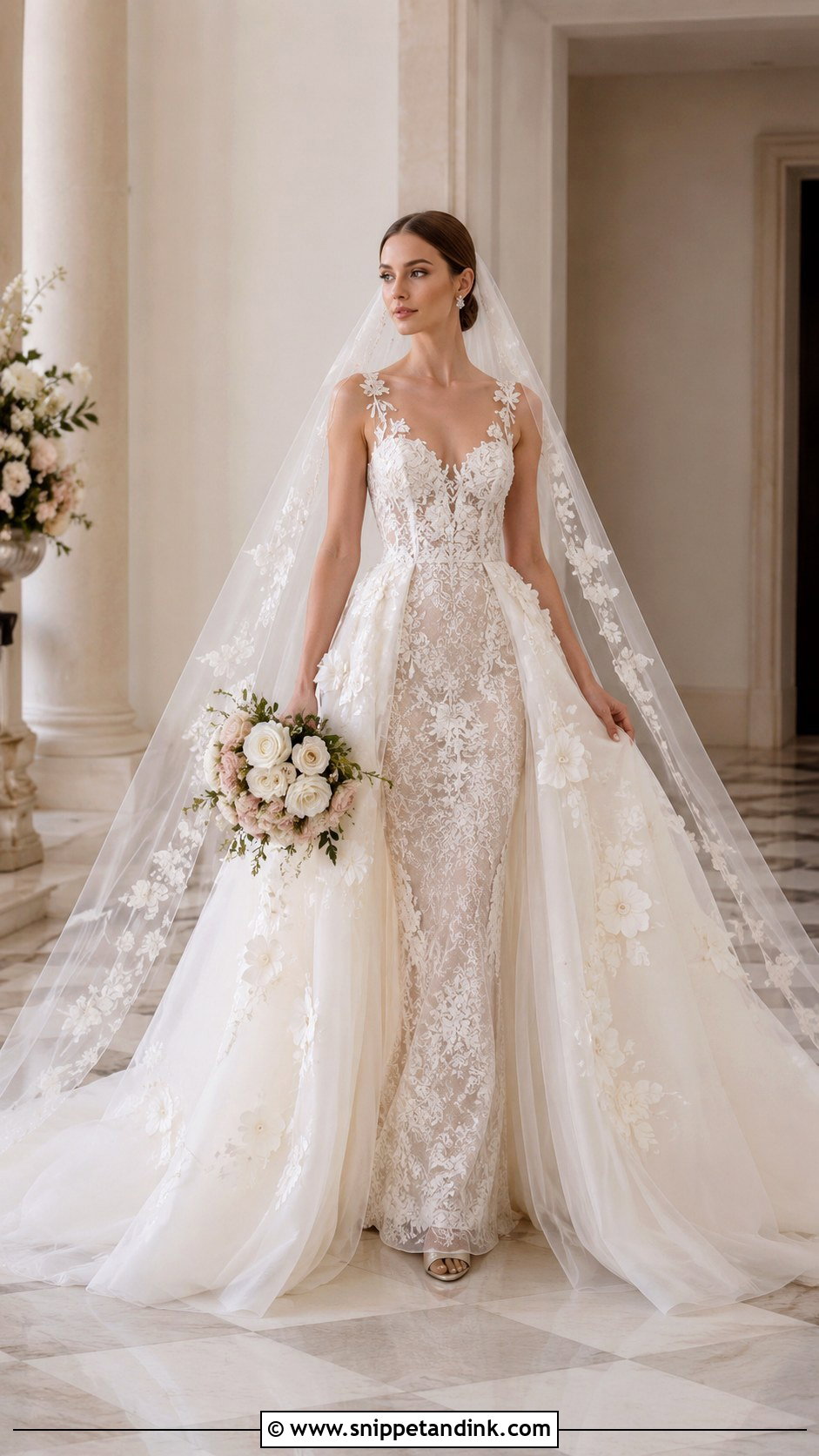 Monique Lhuillier Detachable Overskirt Wedding Dress - Snippet and Ink - 25 Monique Lhuillier Wedding Dress Ideas