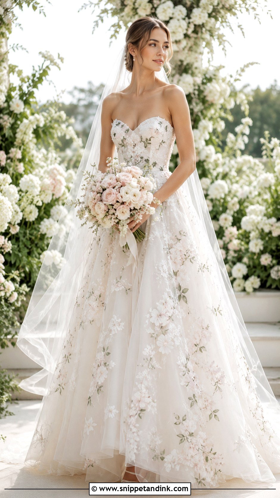 Monique Lhuillier Floral Embroidered Tulle Wedding Dress - Snippet and Ink - 25 Monique Lhuillier Wedding Dress Ideas