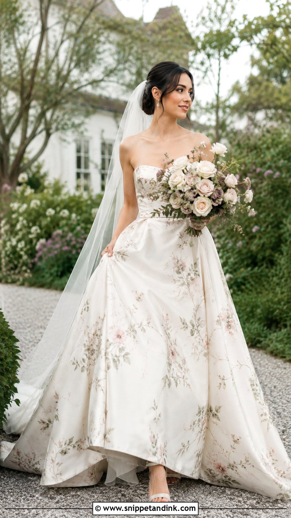 Monique Lhuillier Floral Print Wedding Dress - Snippet and Ink - 25 Monique Lhuillier Wedding Dress Ideas
