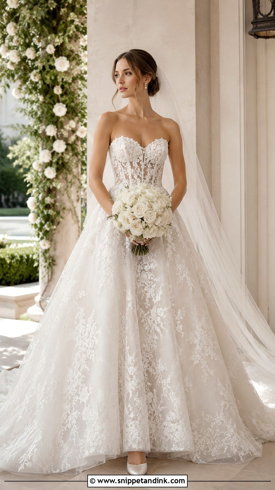 Monique Lhuillier Lace Ball Gown Wedding Dress - Snippet and Ink - 25 Monique Lhuillier Wedding Dress Ideas