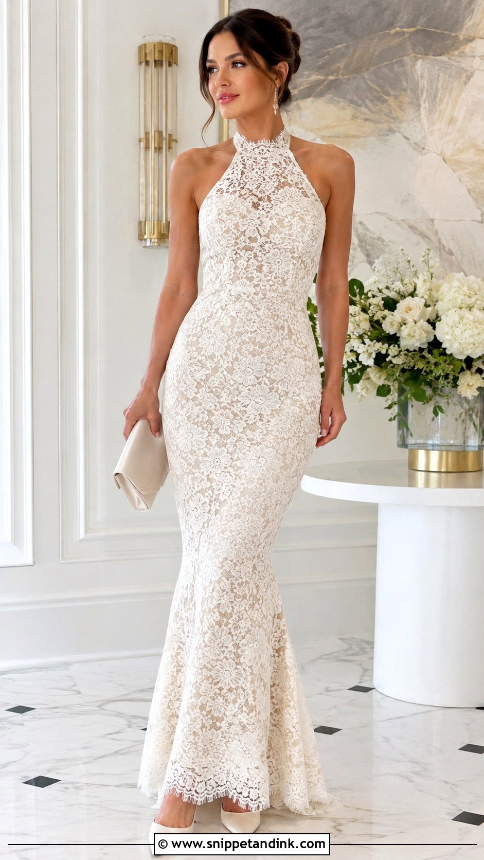 Monique Lhuillier Lace Halter Trumpet Gown - Snippet and Ink - 20 Monique Lhuillier Gowns