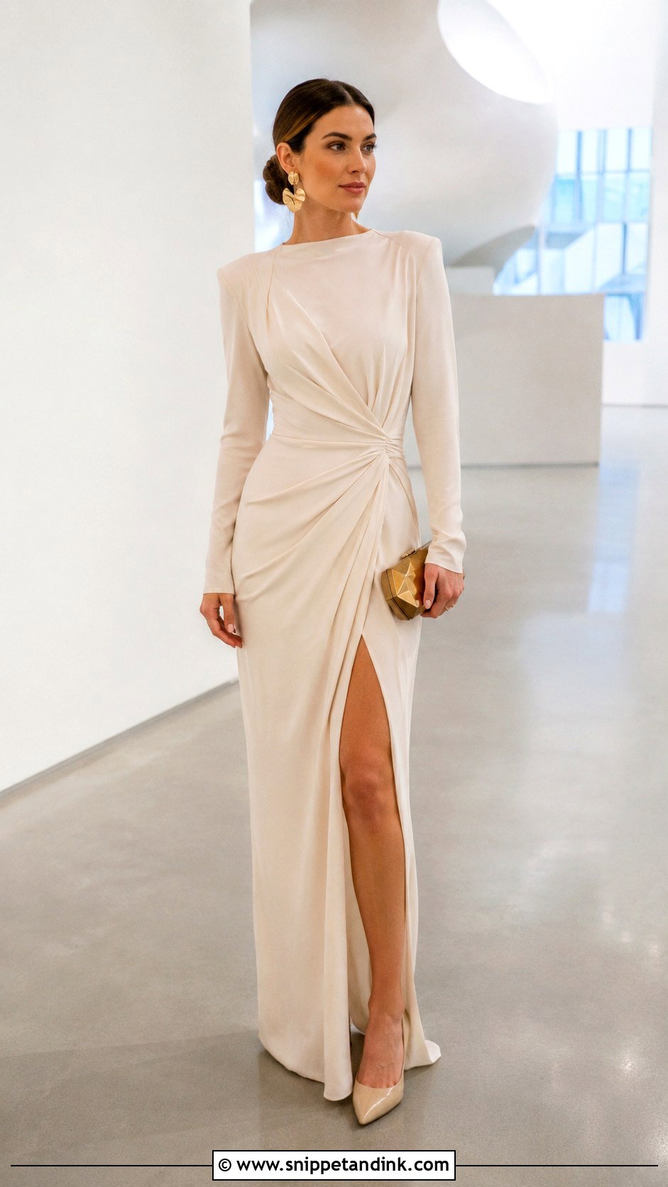 Monique Lhuillier Long Sleeve Draped Gown - Snippet and Ink - 20 Monique Lhuillier Gowns