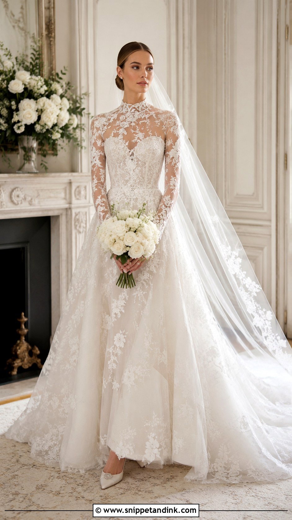 Monique Lhuillier Long Sleeve Lace Wedding Dress - Snippet and Ink - 25 Monique Lhuillier Wedding Dress Ideas