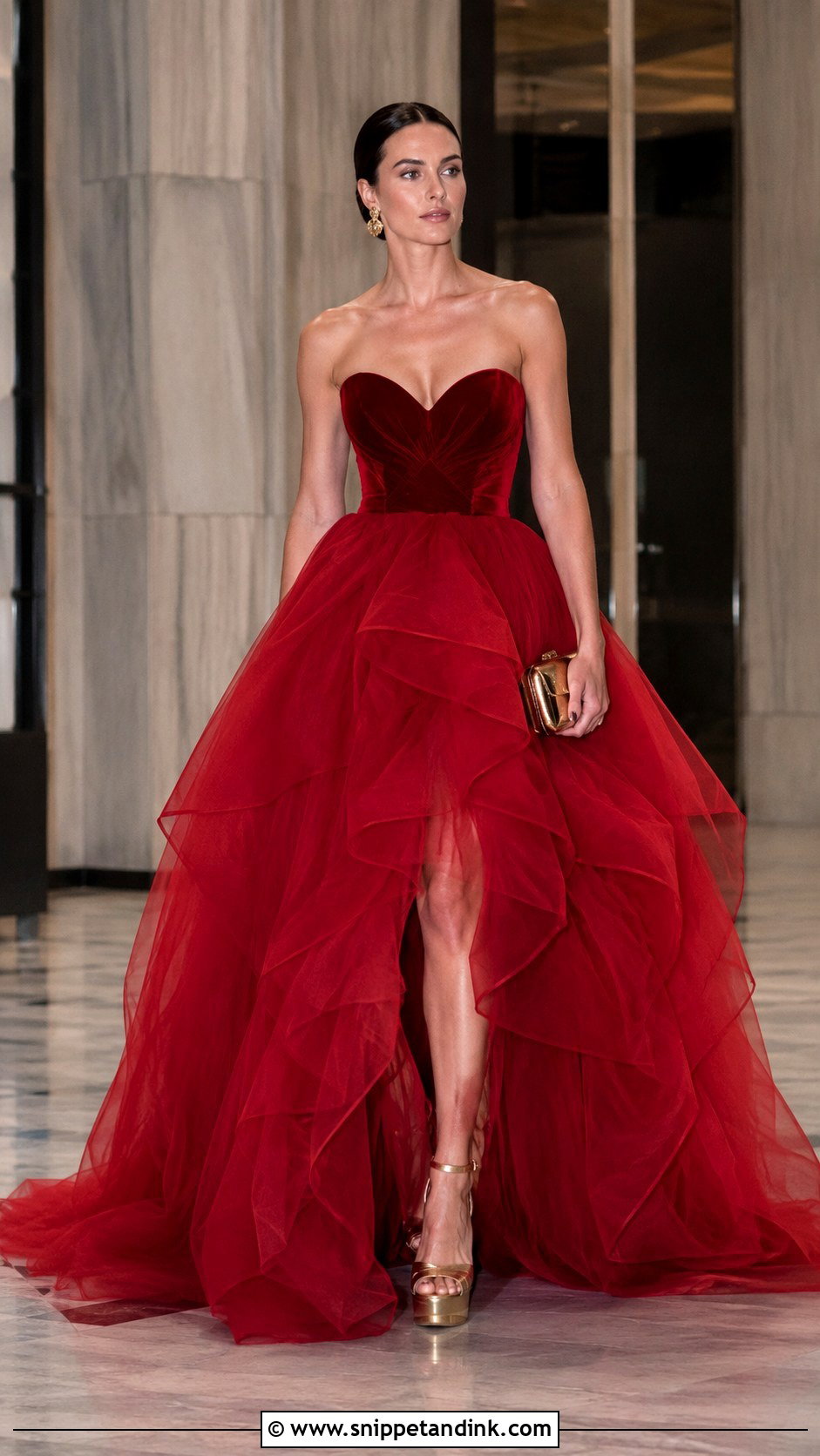 Monique Lhuillier Red Tulle Ball Gown - Snippet and Ink - 20 Monique Lhuillier Gowns