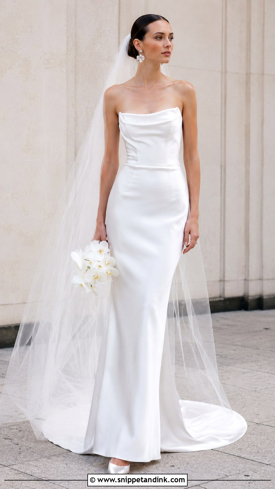 Monique Lhuillier Satin Sheath Wedding Dress - Snippet and Ink - 25 Monique Lhuillier Wedding Dress Ideas