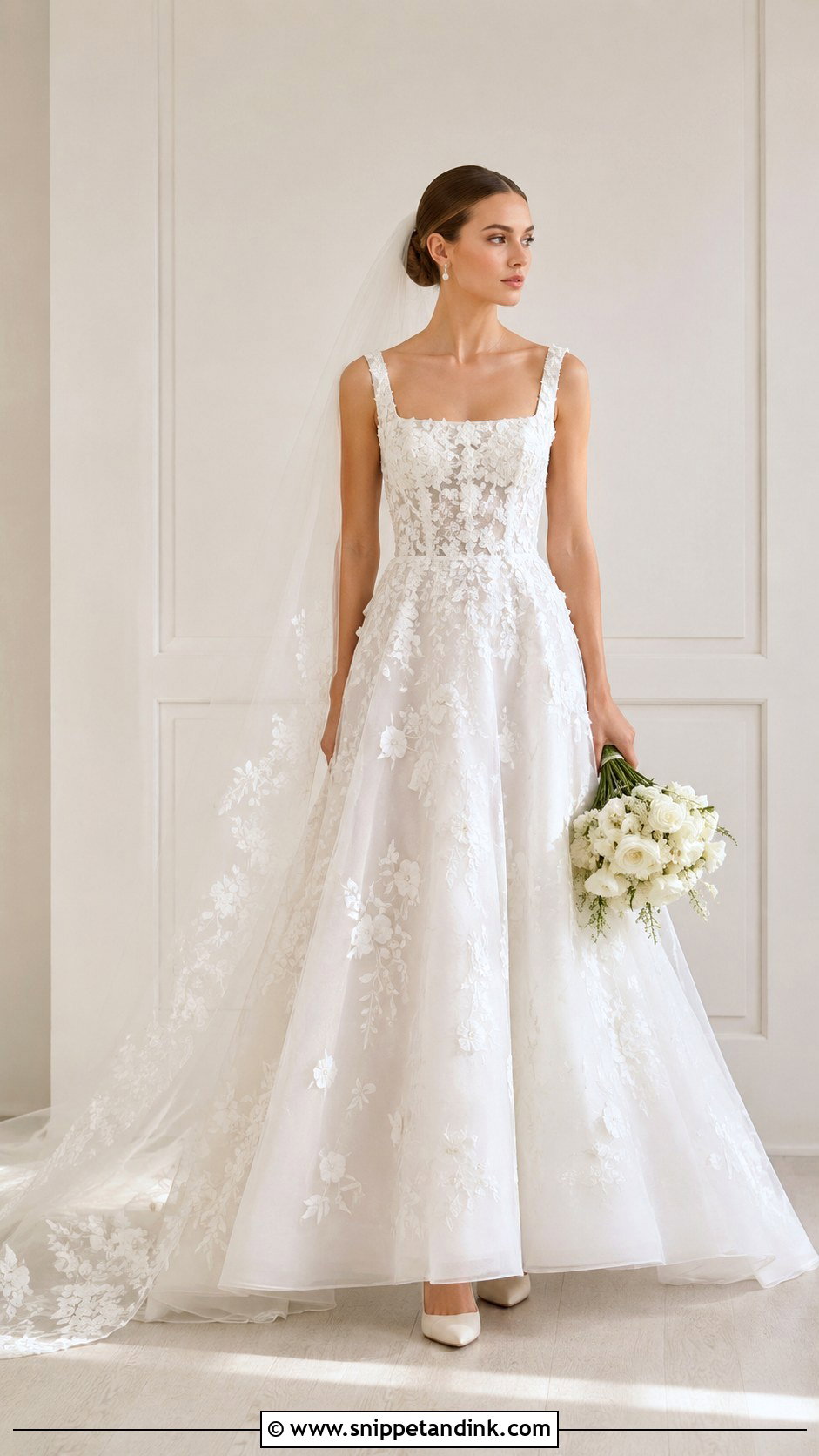 Monique Lhuillier Square Neck Wedding Dress - Snippet and Ink - 25 Monique Lhuillier Wedding Dress Ideas