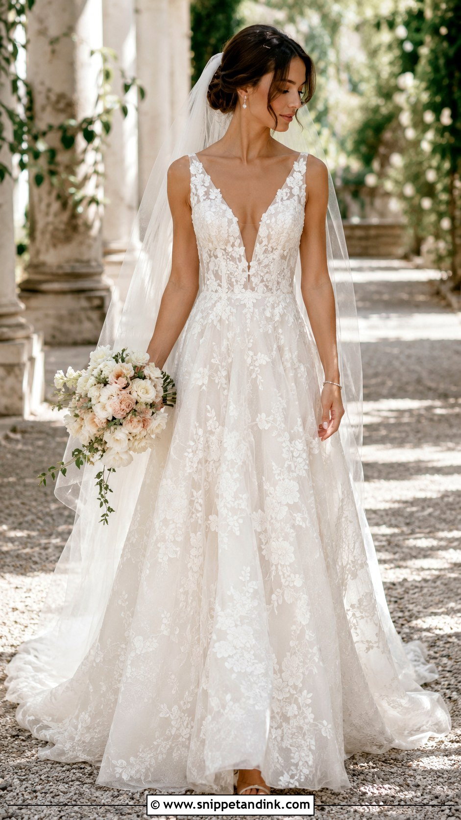Monique Lhuillier V Neck Wedding Dress - Snippet and Ink - 25 Monique Lhuillier Wedding Dress Ideas