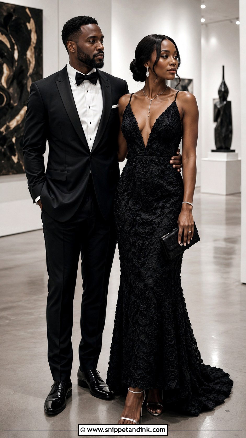 Monochrome Black Couple Wedding Outfit - Snippet and Ink - 20 Couples Wedding Outfits