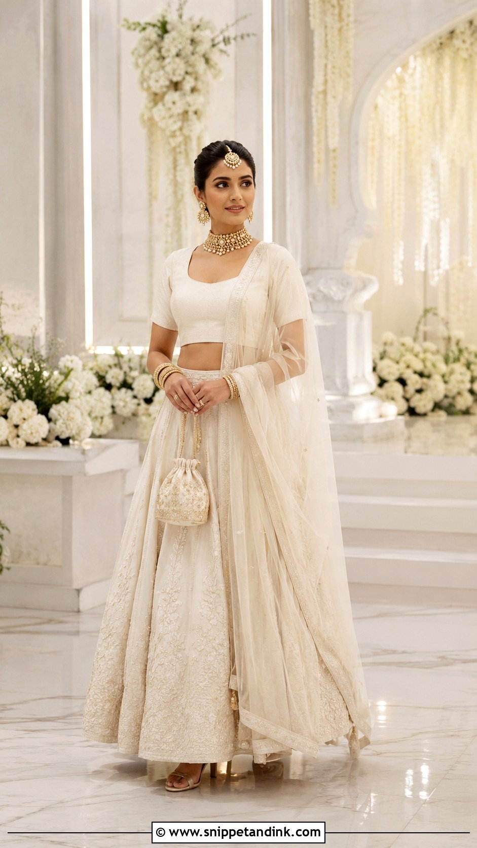 Monochrome Bridal Blouse With Matching Lehenga - Snippet and Ink - 20 Bridal Simple Blouse Designs