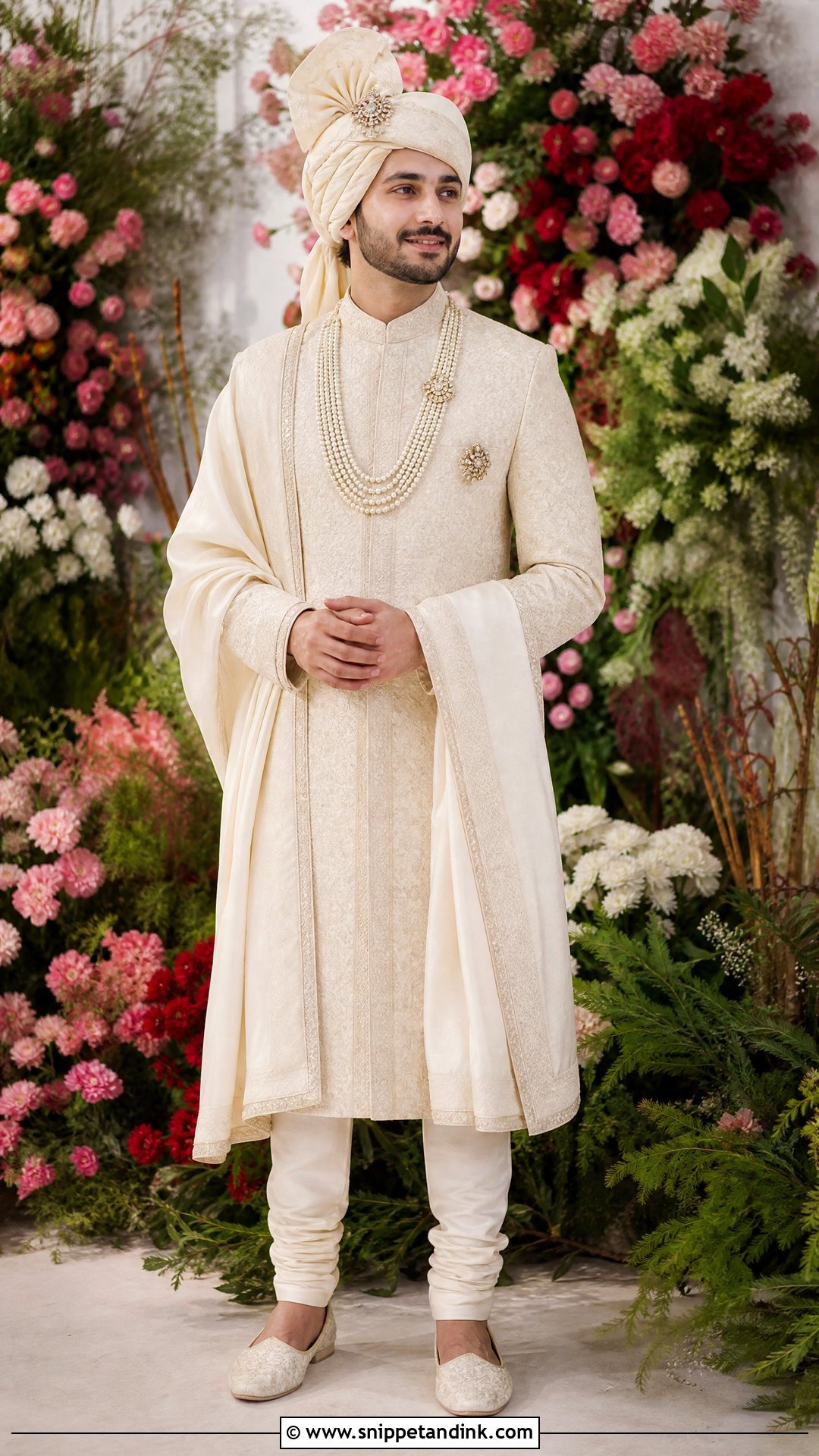 Monochrome Ivory Groom Outfit - Snippet and Ink - 20 Virat Kohli Wedding Dress Ideas