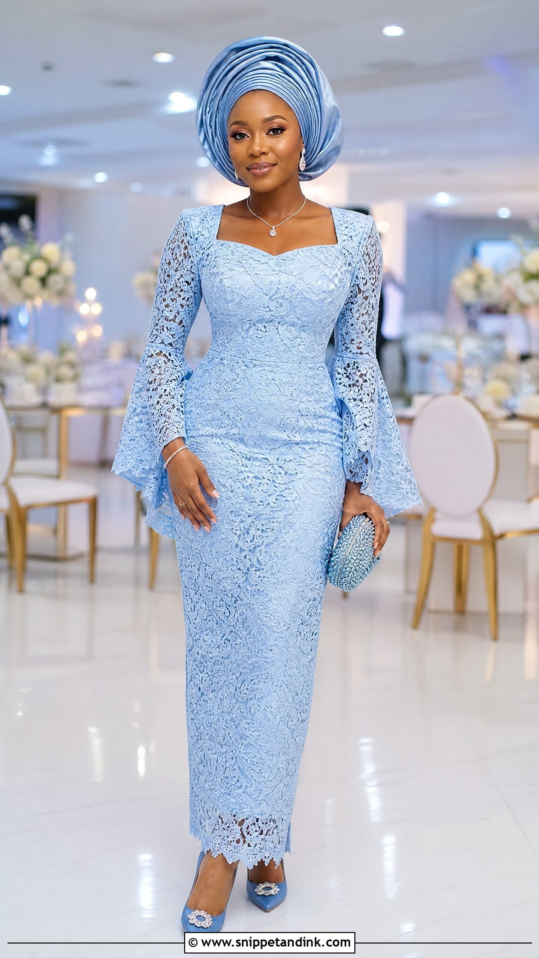 Monochrome Lace Straight Gown - Snippet and Ink - 20 Owanbe Styles for Lace Straight Gown