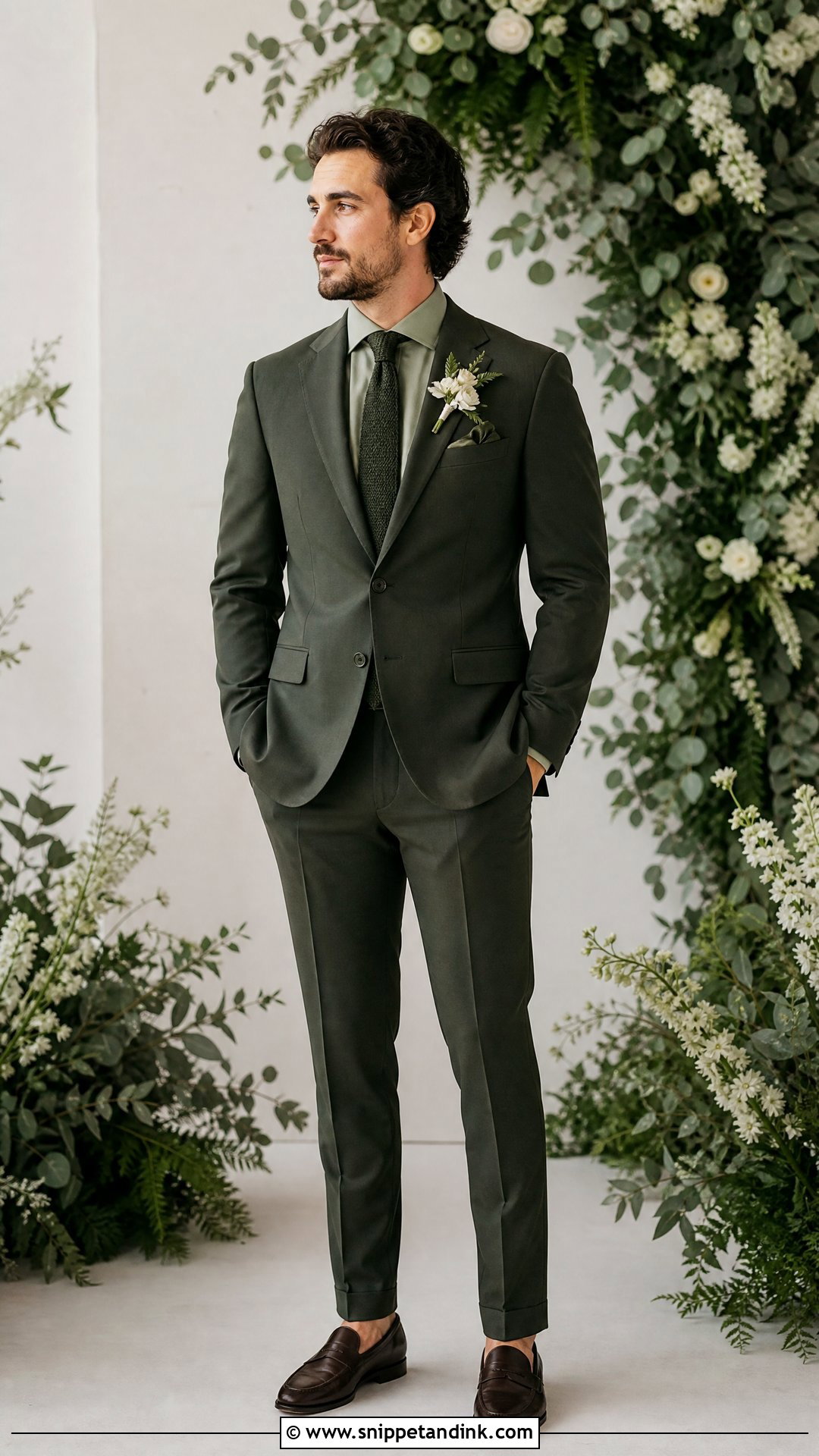 Monochrome Olive Green Wedding Suit - Snippet and Ink - 20 Olive Green Wedding Suit Ideas