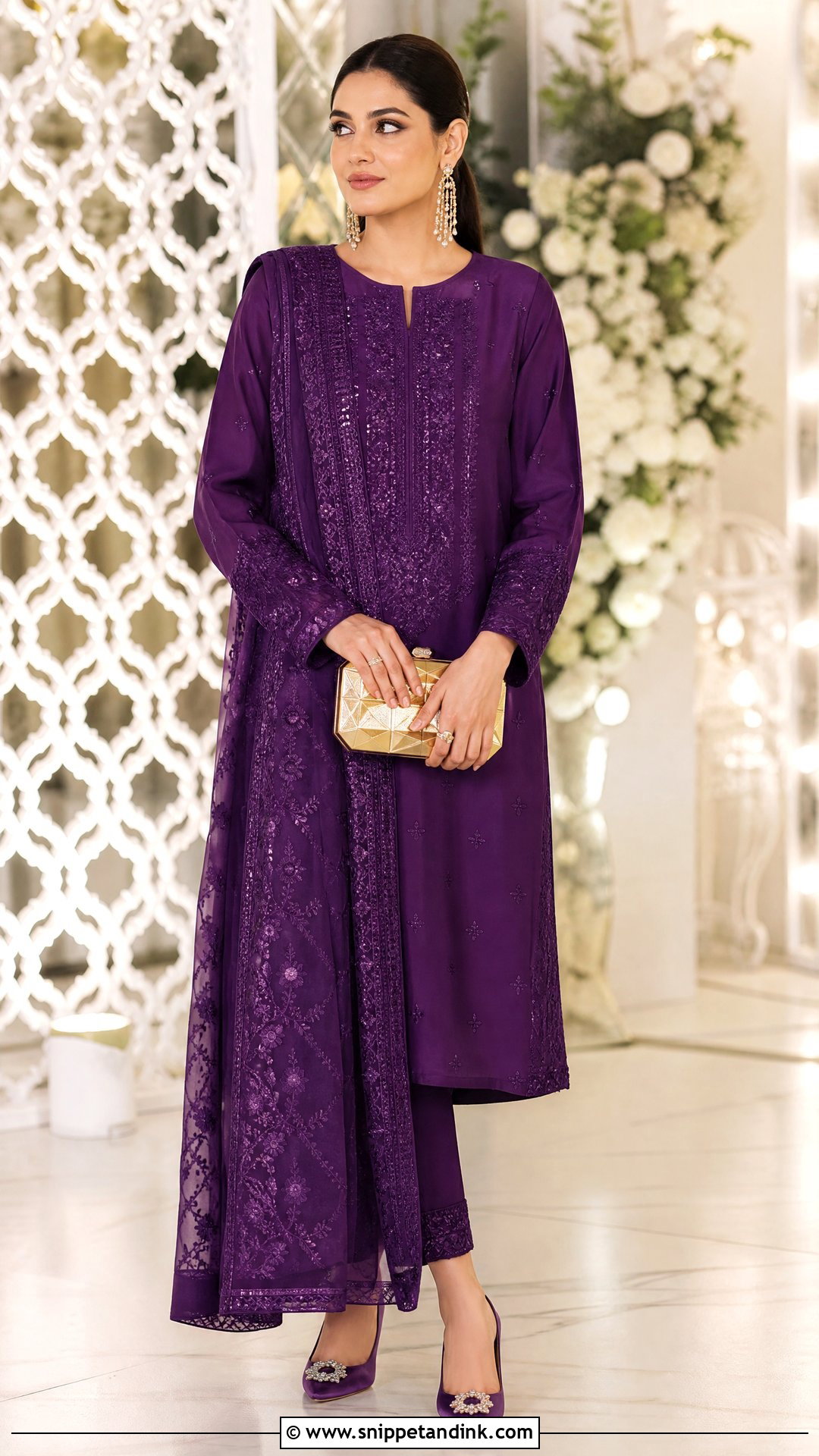 Monochrome Punjabi Suit With Heavy Dupatta - Snippet and Ink - 20 Punjabi Wedding Suit Party Wear Ideas