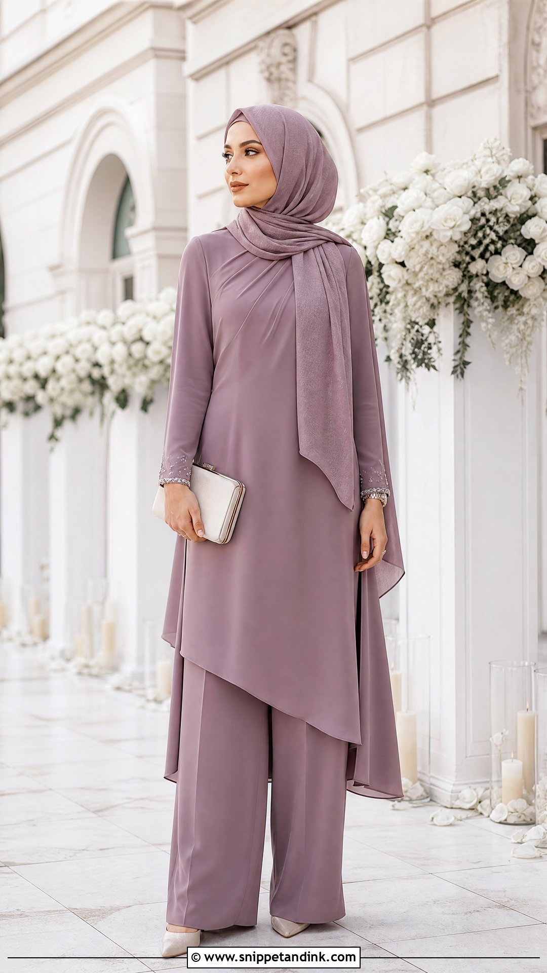 Monochrome Two Piece Outfit With Hijab - Snippet and Ink - 20 Hijabi Wedding Outfit Ideas