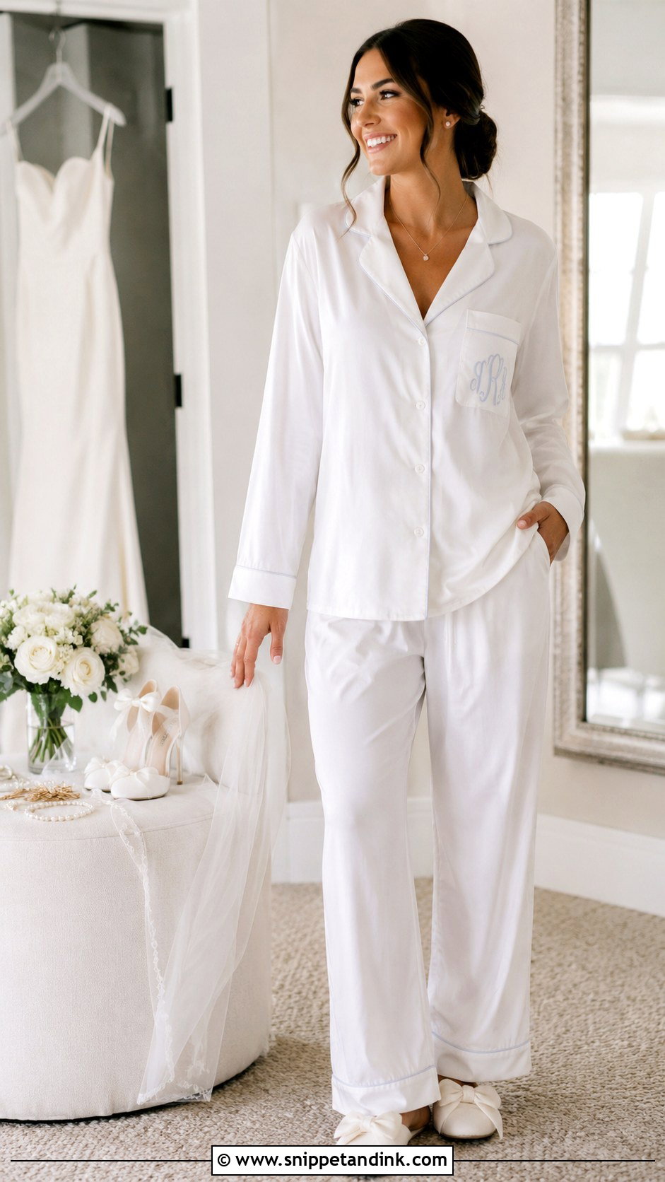 Monogram Pajama Wedding Morning Outfit - Snippet and Ink - 20 Morning of Wedding Outfit Ideas