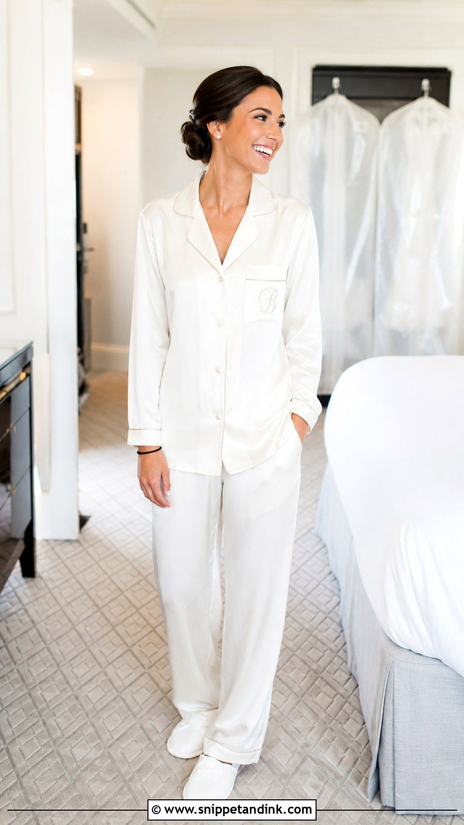 Monogrammed Pajama Wedding Day Getting Ready Outfit - Snippet and Ink - 20 Wedding Day Getting Ready Outfit Ideas