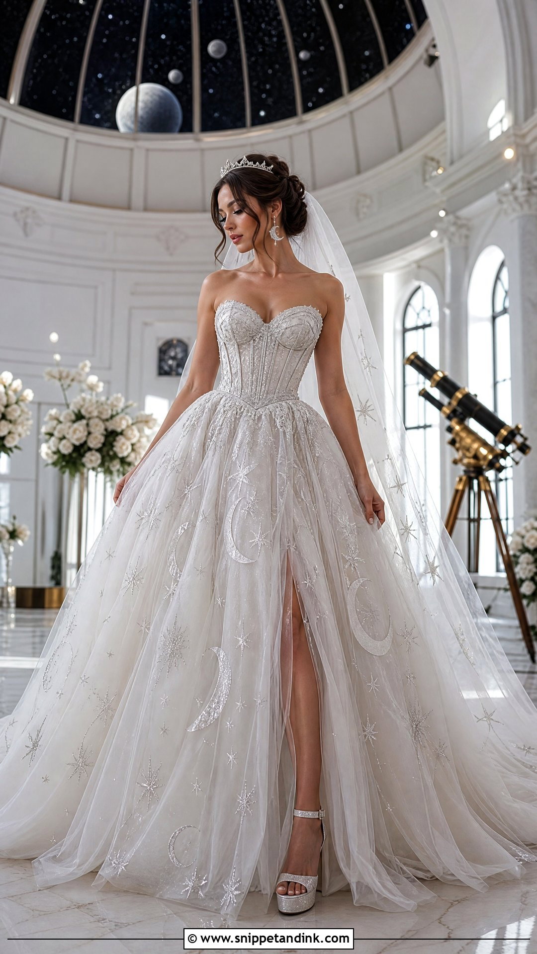 Moon And Star Tulle Ball Gown - Snippet and Ink - 20 Space Wedding Dress Ideas