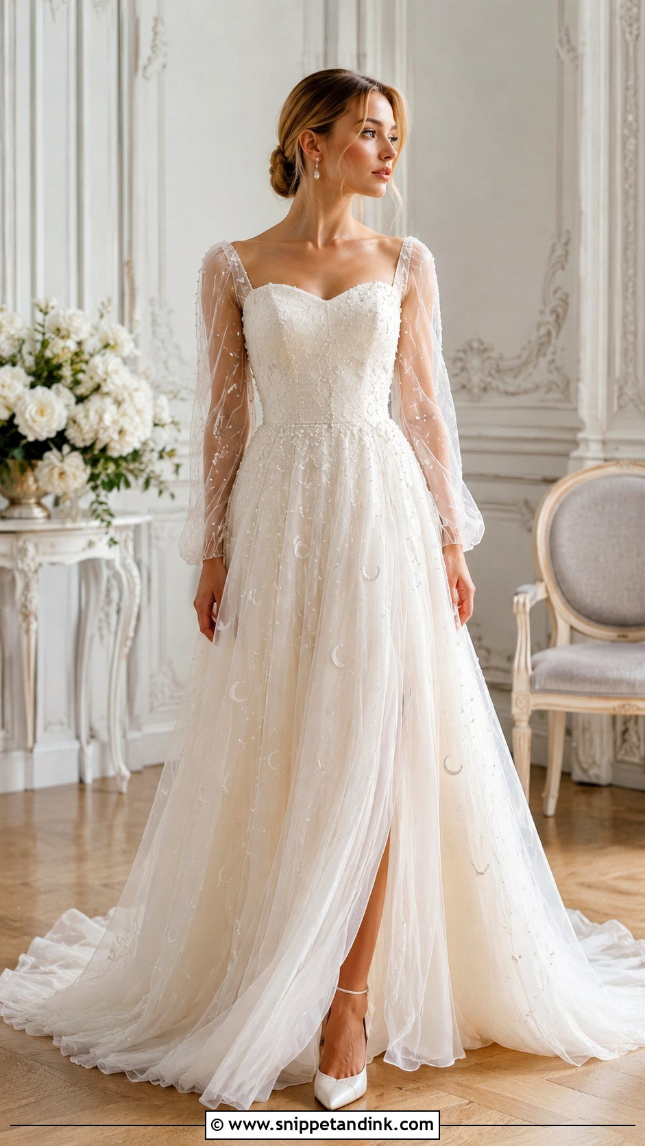 Moon Wedding Dress With Pearl Details - Snippet and Ink - 25 Moon Wedding Dress Ideas