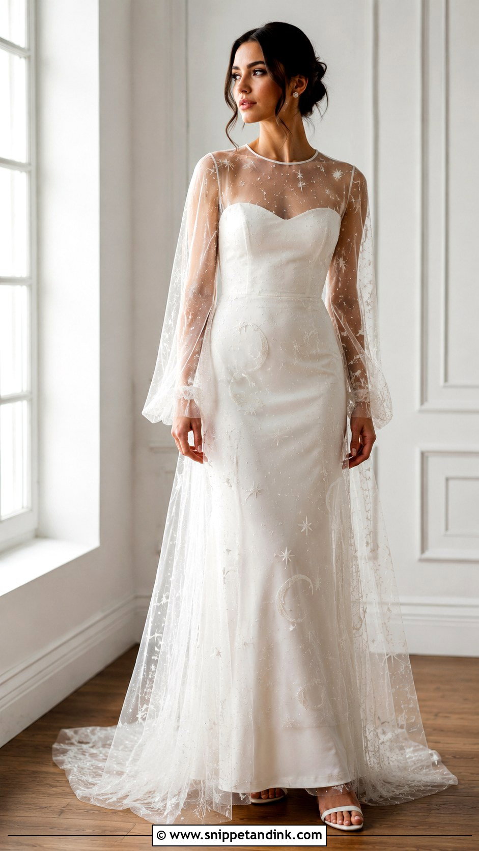Moon Wedding Dress With Sheer Overlay - Snippet and Ink - 25 Moon Wedding Dress Ideas