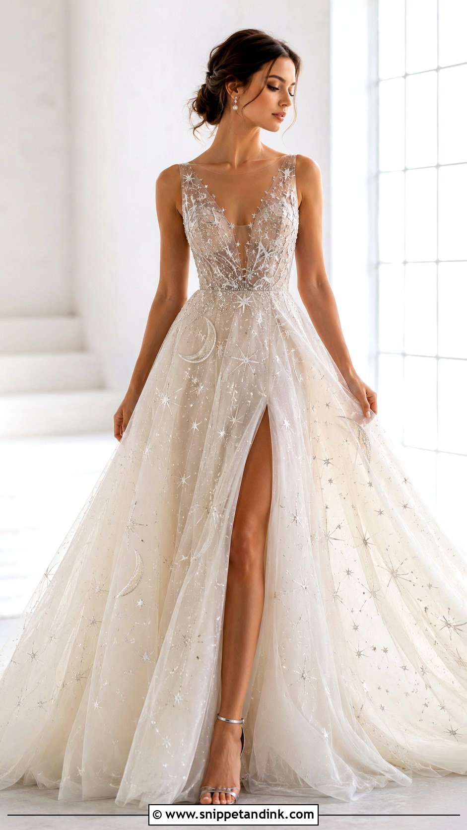Moon Wedding Dress With Star Embroidery - Snippet and Ink - 25 Moon Wedding Dress Ideas