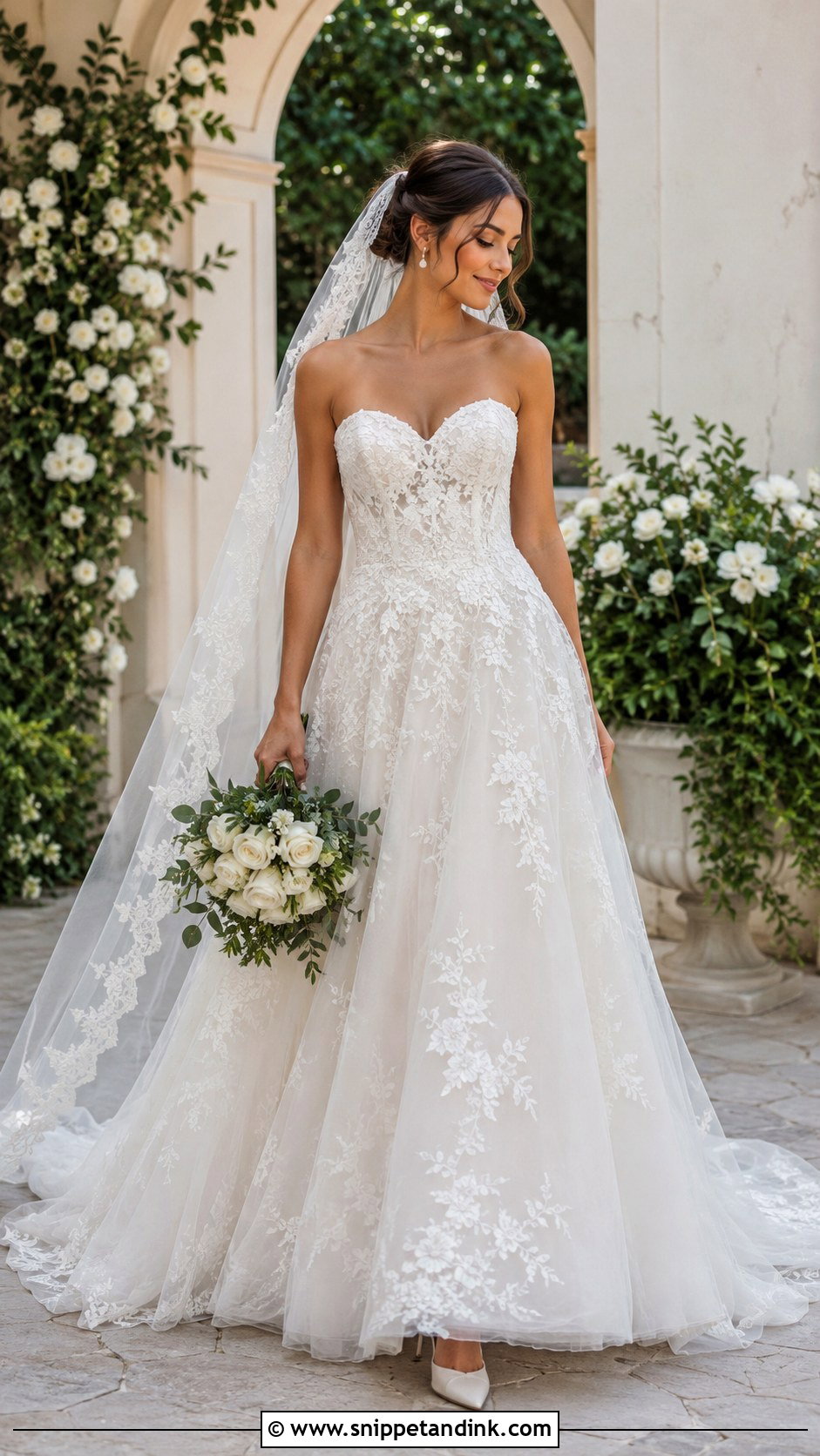 Moonlight A Line Wedding Dress With Lace Appliques - Snippet and Ink - 20 Moonlight Wedding Dress Ideas