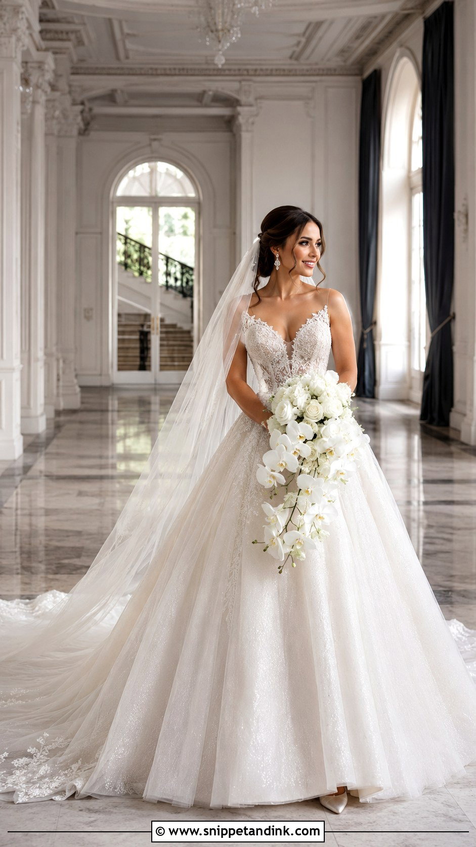 Moonlight Fairytale Wedding Dress With a Cathedral Train - Snippet and Ink - 20 Moonlight Wedding Dress Ideas
