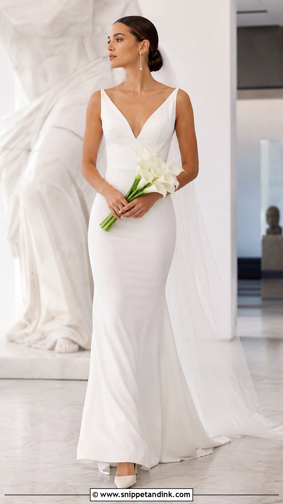 Moonlight V Neck Crepe Wedding Dress - Snippet and Ink - 20 Moonlight Wedding Dress Ideas