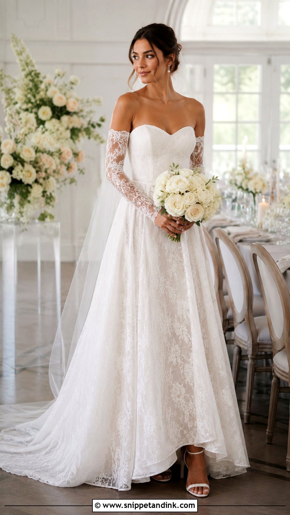 Moonlight Wedding Dress With Detachable Sleeves - Snippet and Ink - 20 Moonlight Wedding Dress Ideas