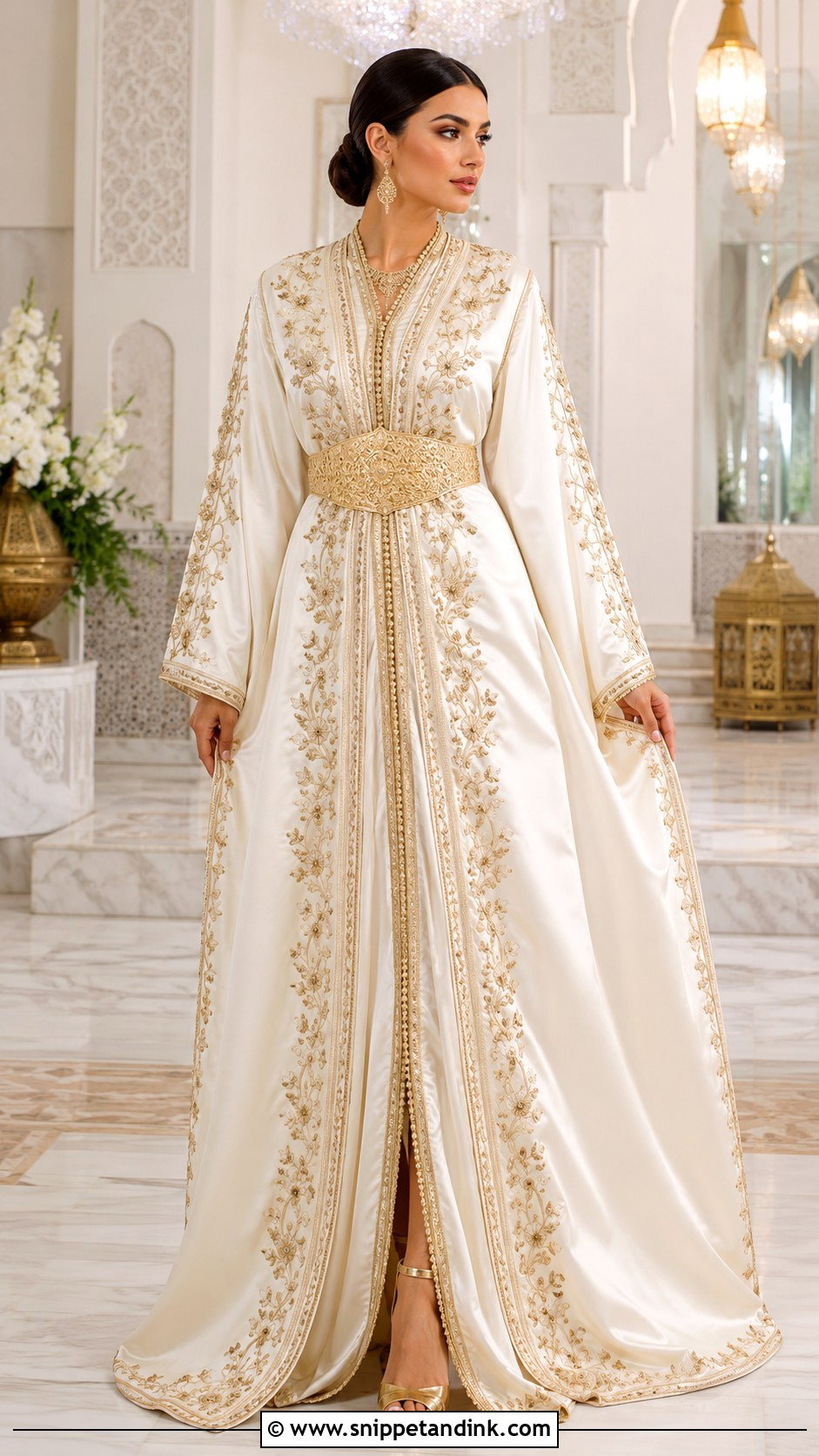Moroccan Bridal Caftan With Mdamma Belt - Snippet and Ink - 30 Moroccan Wedding Dress Ideas