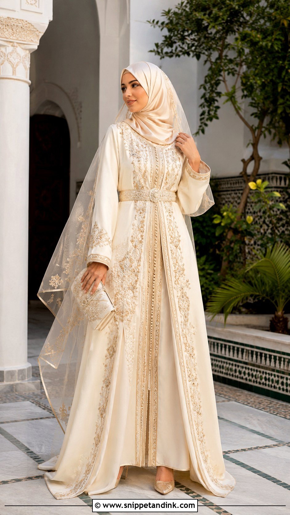 Moroccan Kaftan Bridal Gown With Hijab - Snippet and Ink - 20 Islamic Wedding Dress Hijab Bride Bridal Gowns