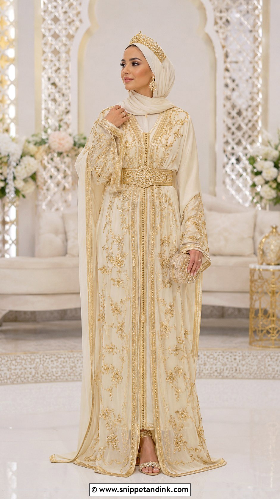 Moroccan Muslim Bridal Kaftan - Snippet and Ink - 30 Muslim Bridal Dress Ideas