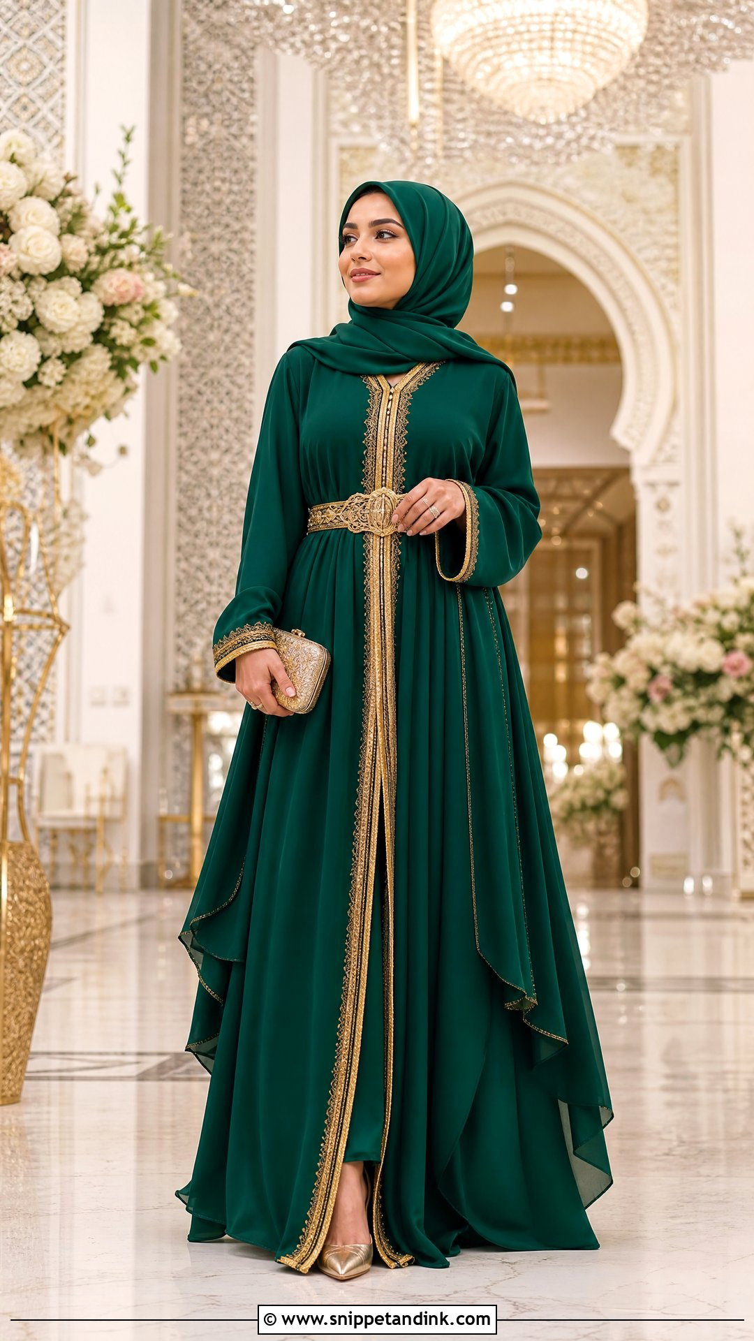 Moroccan Takchita Wedding Outfit With Hijab - Snippet and Ink - 20 Hijabi Wedding Outfit Ideas