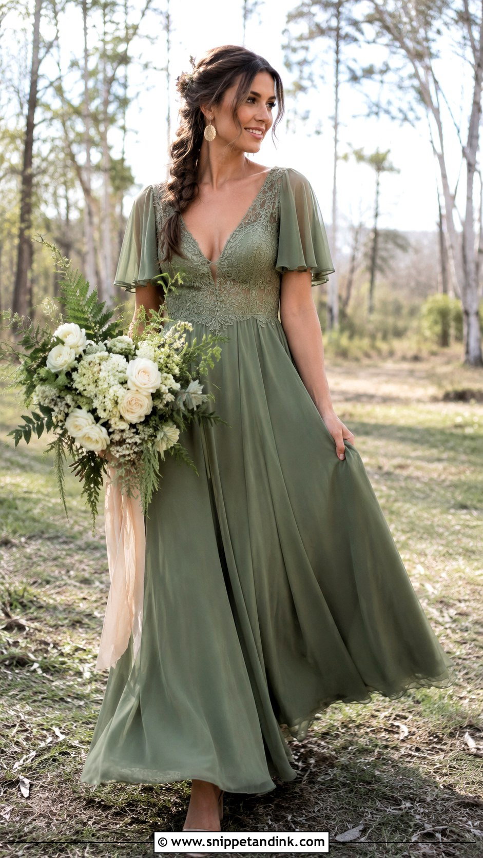 Moss Green Boho Wedding Gown - Snippet and Ink - 20 Green Wedding Gown Ideas