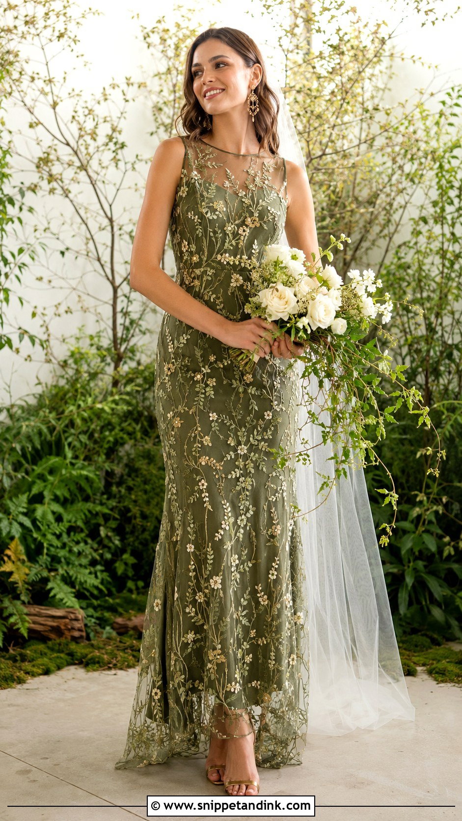 Moss Green Embroidered Wedding Dress Outfit - Snippet and Ink - 20 Green Wedding Dress Outfit Ideas