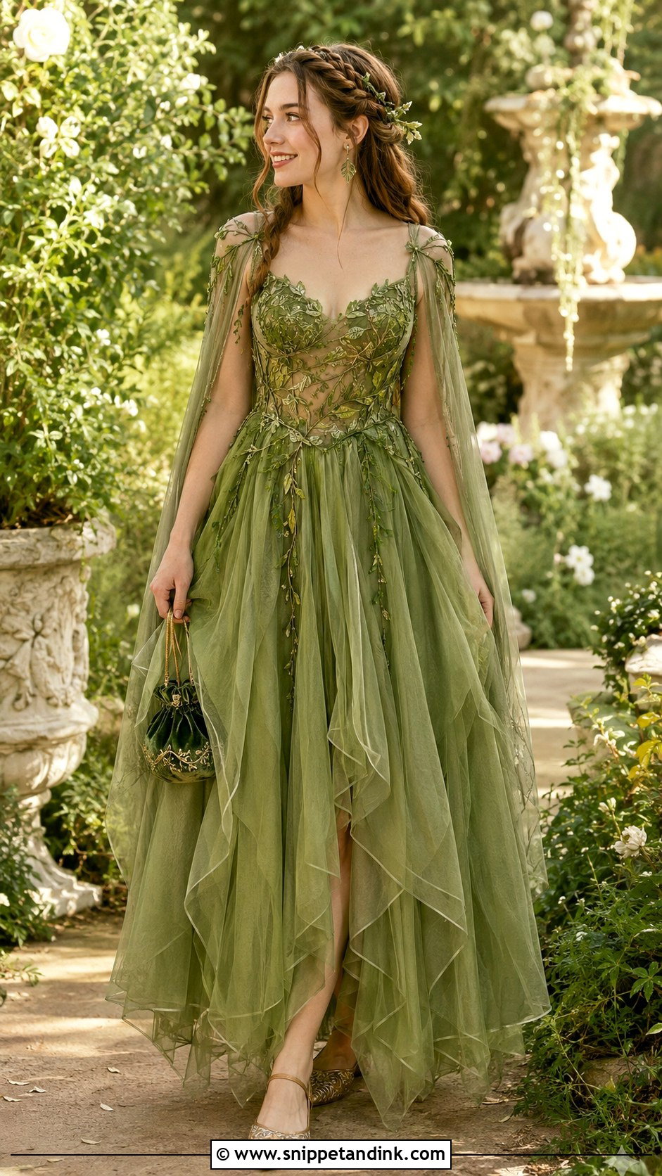 Moss Green Fairy Princess Gown - Snippet and Ink - 20 Green Princess Gown Ideas