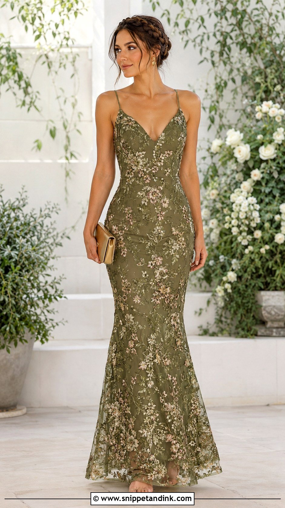Moss Green Floral Mermaid Dress - Snippet and Ink - 20 Green Mermaid Dress Ideas